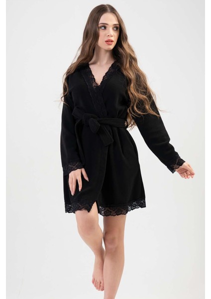 VİENETTA 203045-0000 BAYAN KISA SİYAH POLAR SABAHLIK