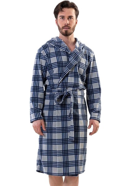 VİENETTA 201017-0282 ERKEK POLAR KAPÜŞONLU GRİ SABAHLIK