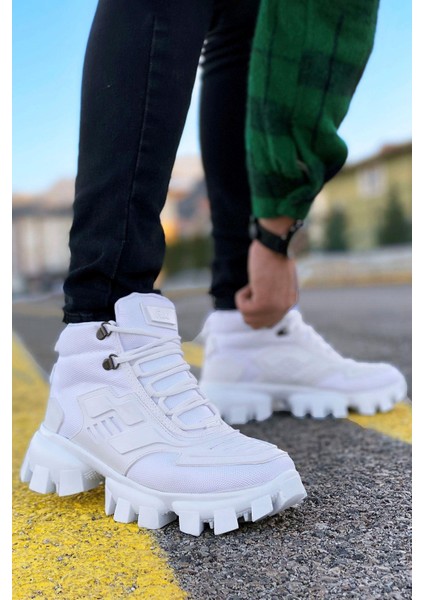 Beyaz Dozer Taban Unisex Günlük Spor Bot