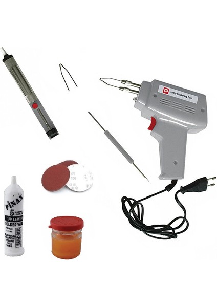 Şıklı Tabanca Havya Seti 100W Lehim Makinası Pompa Pasta Yedekl Uç Bakır Sargı Professional Çantalı