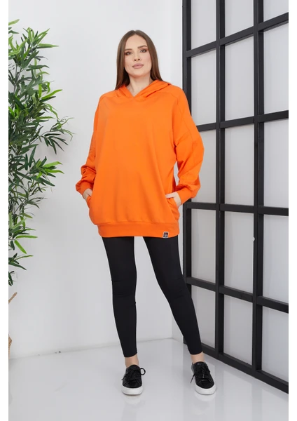 Banada Moda Kadın Line Art Sırt Baskılı Oversize Sweatshirt Oversize