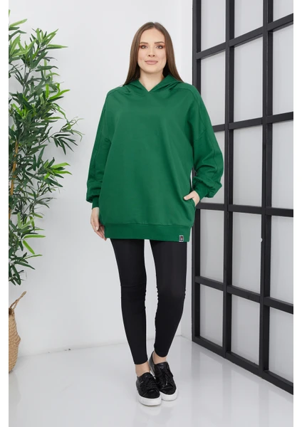 Banada Moda Kadın Line Art Sırt Baskılı Oversize Sweatshirt Oversize