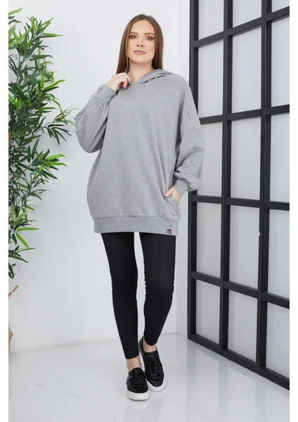 Banada Moda Kadın Line Art Sırt Baskılı Oversize Sweatshirt Oversize