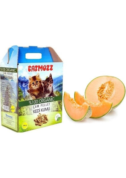 Melon Doğal Organik Çam Peleti Kedi Kumu Kavun Kokulu 10 Lt