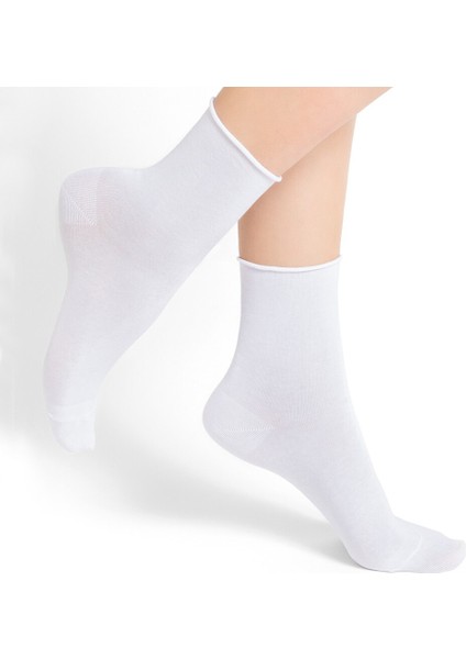 Roll Top Lastiksiz Kadın Beyaz Bambu Soket Çorap fiyatları