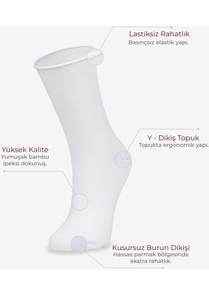 Roll Top Lastiksiz Kadın Beyaz Bambu Soket Çorap indirimleri