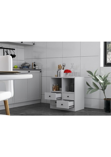 Çekmeceli Raflı Beyaz Çok Amaçlı Dolap 65,4 cm Çıtasız ÇA-D-1104-Ç modelleri