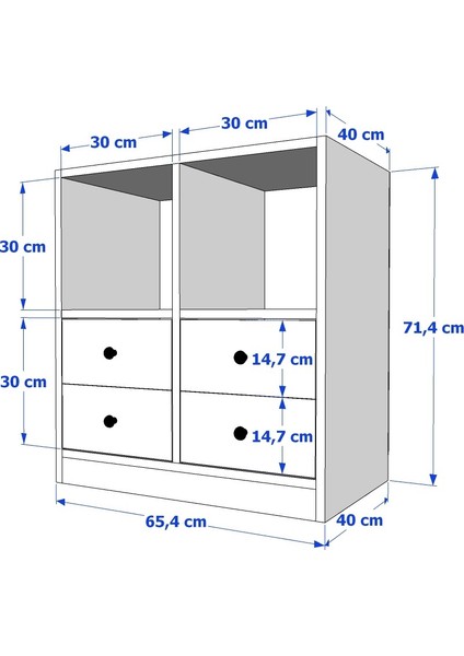 Çekmeceli Raflı Beyaz Çok Amaçlı Dolap 65,4 cm Çıtasız ÇA-D-1104-Ç fırsatları