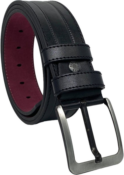4.5 Cm. Spor Suni Deri Dikişli Model Erkek Kemer Siyah fırsatları
