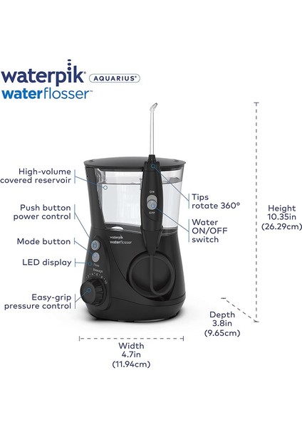 Aquarius WP-662 650 ml 100 Psi ve 7 Jet Uçlu 10 Mod Elektrikli Ağız Duşu