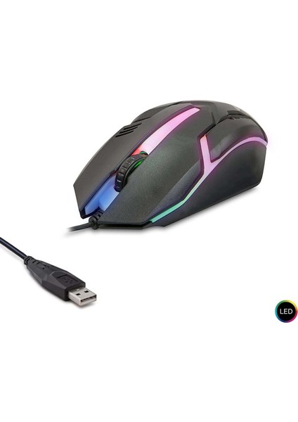 8733-3D Kablolu Oyuncu Mouse 1200DPI Işıklı