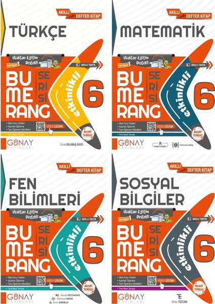 6.Sınıf Bumerang Serisi Etkinlikli Türkçe+Matematik+Fen Bilimleri+Sosyal Akıllı Defter Seti