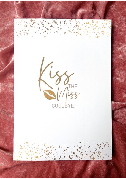 Kiss The Miss Goodbye Gold Bekarlığa Veda Hatıra Kartı - Gelin Nedime Öpücük Kartı