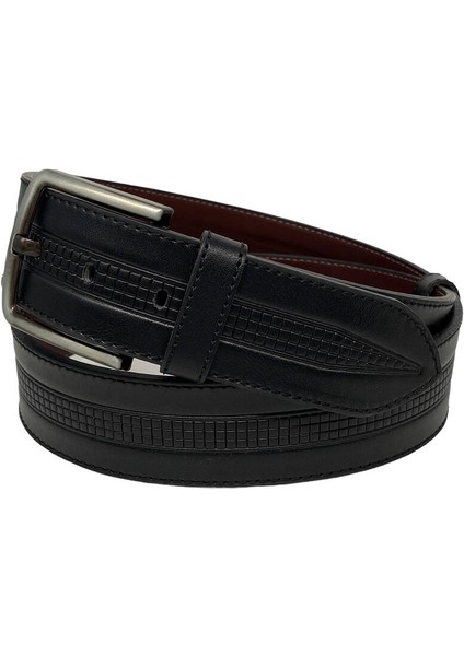4.5 Cm. Spor Suni Deri Desenli ve Dikişli Model Erkek Kemer Siyah modelleri