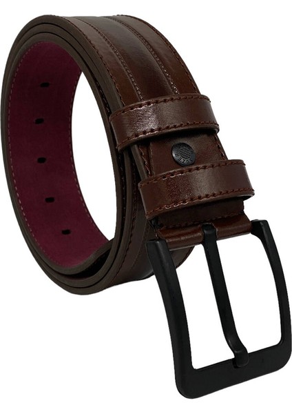4.5 Cm. Spor Suni Deri Dikişli Model Erkek Kemer Kahverengi fırsatları