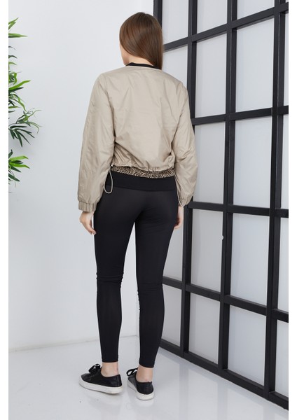 Kadın Çift Kumaşlı Fermuarlı Spor Ceket