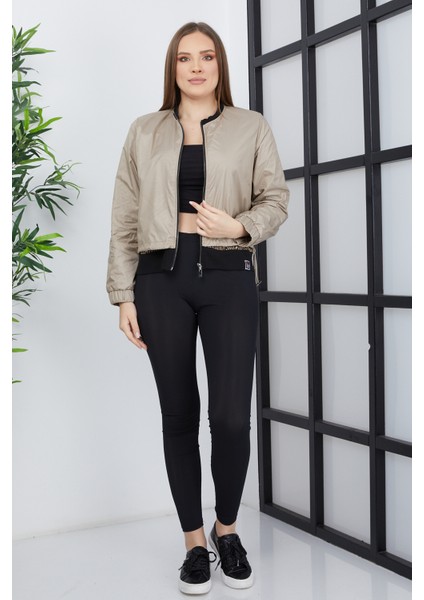 Kadın Çift Kumaşlı Fermuarlı Spor Ceket modelleri