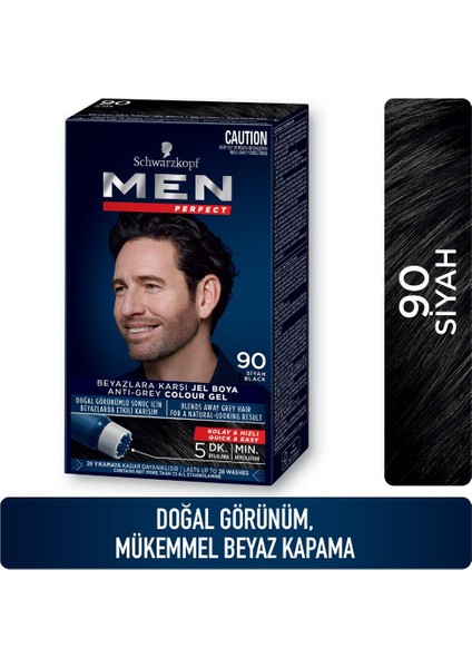 Men Perfect Erkek Saç Boyası 90 - Siyah 3 Adet