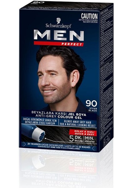 Men Perfect Erkek Saç Boyası 90 - Siyah 3 Adet