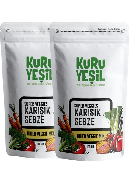 Kuru Yeşil - Kurutulmuş Sebze Karışımı - Dried Vegetables -  Mix - Granül Karışık Sebze - 200 gr