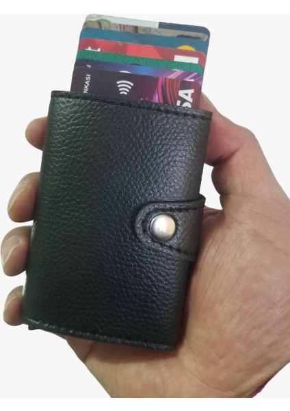 Otomatik Mekanizmalı Para Bölmeli Cüzdan Kartlık Rfıd Korumalı
