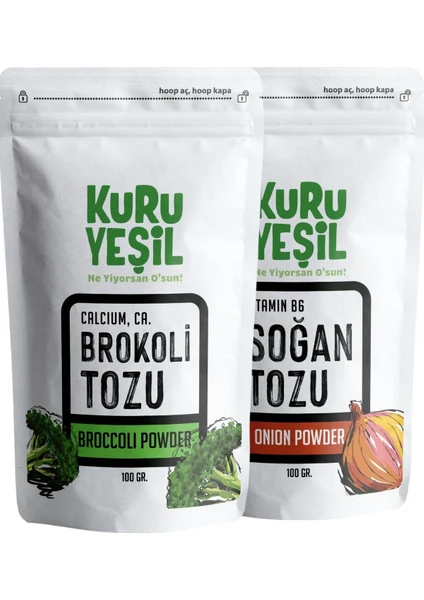 Soğan Tozu  - Brokoli Tozu  - Dried Vegetables Powder - Kuru Sebze Tozları -  Yerli Üretim - 200 gr