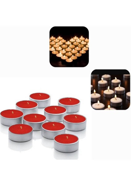 Tealights Dekoratif Süs Romantik Mum 100'lü Kırmızı