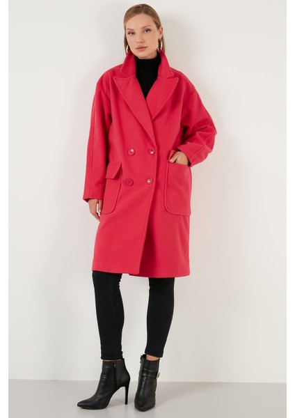 Oversize Çift Düğmeli Kruvaze Yaka Uzun Kaban Bayan Kaban 6230043