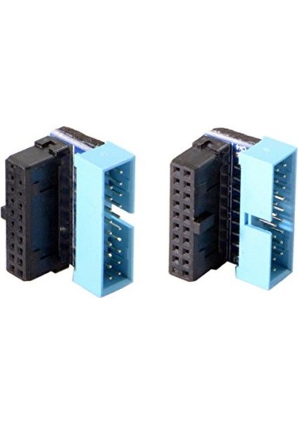 4976 USB 3.0 19 20PIN Dişi Erkek 90 Derece Yön Değiştirme Uzatma Adaptörü