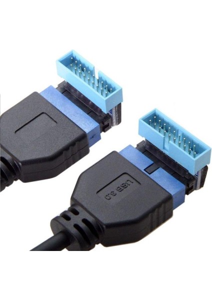 4976 USB 3.0 19 20PIN Dişi Erkek 90 Derece Yön Değiştirme Uzatma Adaptörü