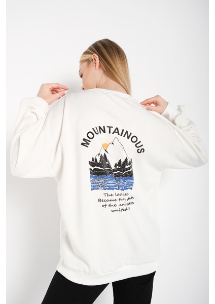 Kadın Mountainous Baskılı Oversize Sweatshirt fiyatları