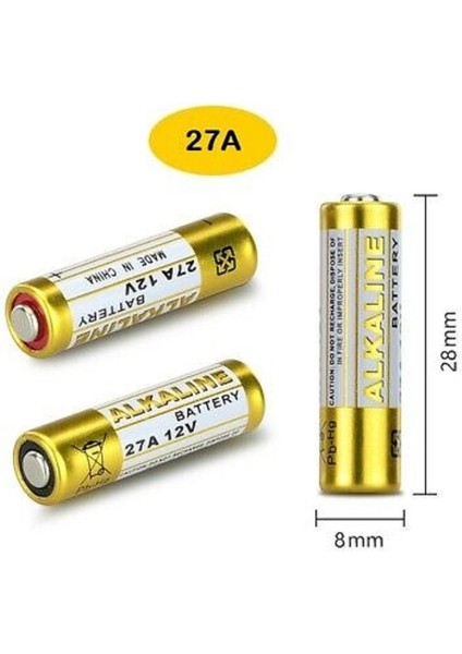 A27 / 27A / V27A / 8LR732 12 Volt Alkalin Pil  Oto Ve Kapı Kumanda Pili 5'li