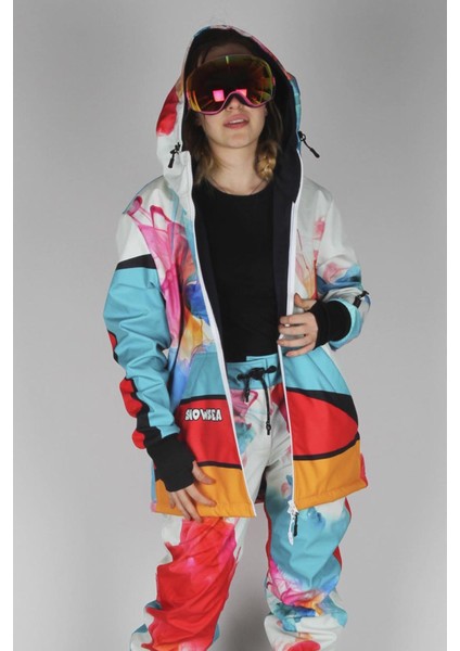 Smoky Fermuar SS7801 Kadın Kayak Montu, 1. Kalite Unisex Snowboard Montu