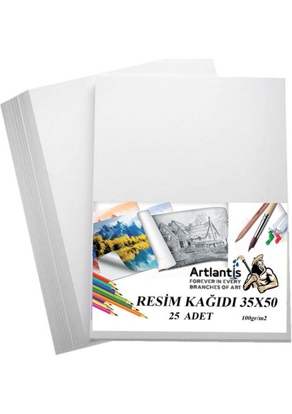 Resim Kağıdı 35X50 25 Li 100 gr 1 Paket 35*50 Resim Kartonu