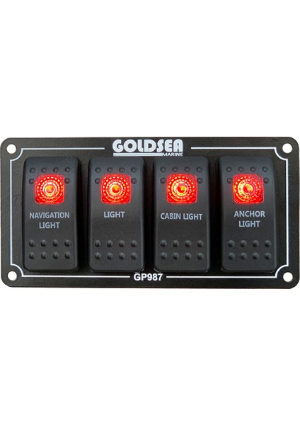 4 Anahtar Swicth Panel Slim Model Kırmızı Işık Sembollü 12-24V fiyatları