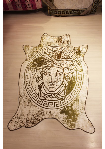 Medusa Motif Post Kesim Marka Halı -Deri Tabanlı