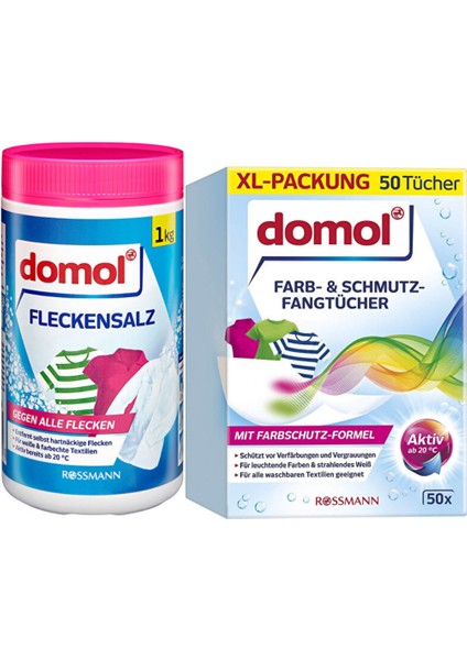 Leke Çıkarıcı Toz Deterjan Beyaz ve Renkliler İçin 1 kg + Renk Ayırıcı Mendil 50'li