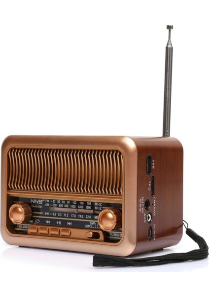 Mini Taşınabilir Şarjlı Nostaljik Radyo ve Bluetooth Hoparlör Usb,Sd Card