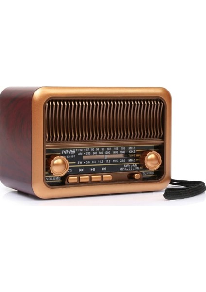 Mini Taşınabilir Şarjlı Nostaljik Radyo ve Bluetooth Hoparlör Usb,Sd Card