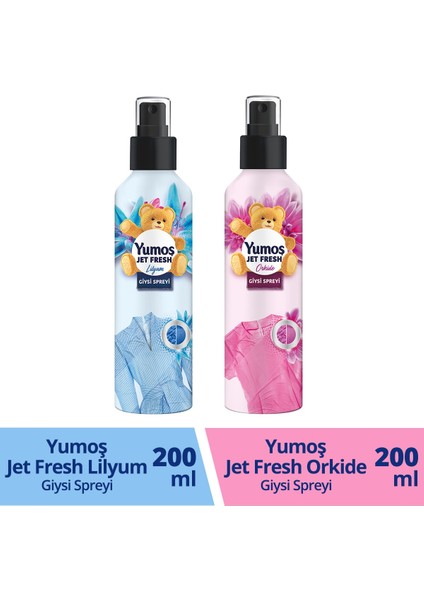 Jet Fresh Giysi Spreyi Lilyum 200 ml + Jet Fresh Giysi Spreyi Orkide 200 ml