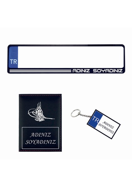 Plakalık Kişiye Özel Araç Plakalık Ruhsat Kabı Anahtarlık Set