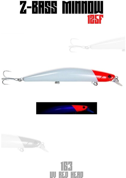 Z-Bass Minnow 125F 21GR Maket Balık Uv Red Head