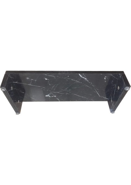 21 cm Yükseklikte Doğal Mermer Desenli Siyah Mdf Monitör Stand Ekran Stand Bendir Mdf 55 cm x 25 cm