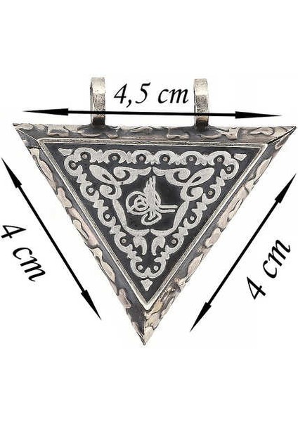 Gümüş Üçgen Içi Açılabilen Tuğra Muskalık Kolye
