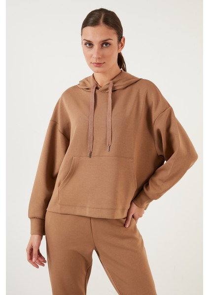 Yumuşak Dokulu Bol Kesim Kanguru Cepli Kapüşonlu Sweat Bayan Sweat WJFHST02 modelleri