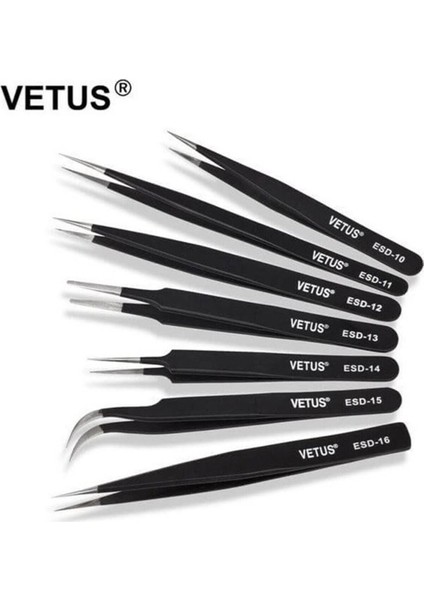 x Vetus Hassas Elektronik Cımbız Seti Antistatik Çelik Tweezer Set