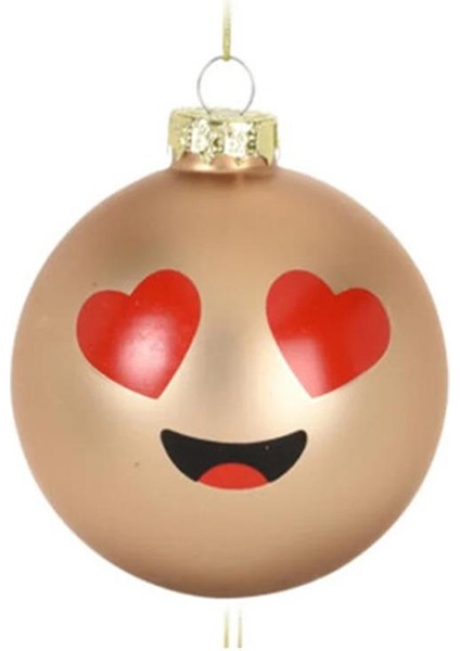 Via Gardenia Yılbaşı Topu Emoji Kalpli Gözler Sarı Çap 8cm