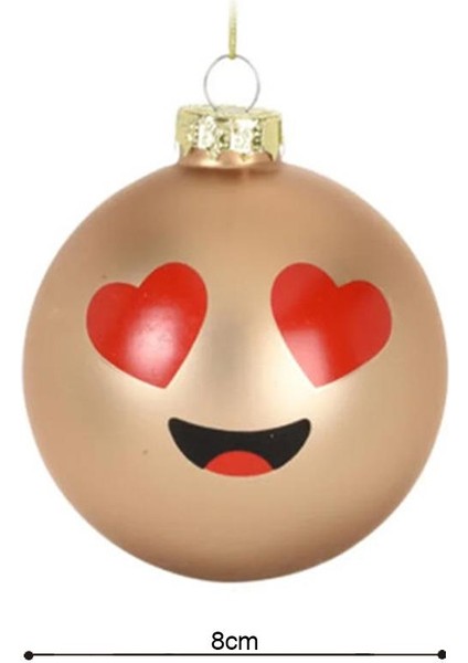 Via Gardenia Yılbaşı Topu Emoji Kalpli Gözler Sarı Çap 8cm