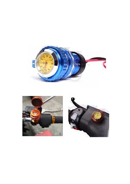 Motosiklet Cnc Saat + USB Çıkışı Mavi Ayna Bağlantı+ Kaporta Mantaj