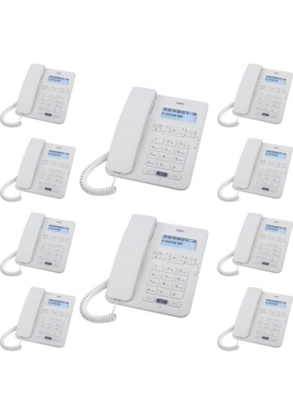 10 Adet Beyaz Karel TM145 Masaüstü Ofis Telefon Seti